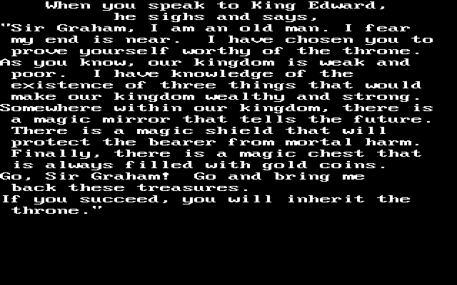 A large block of hard-to-read text explaining the quest.