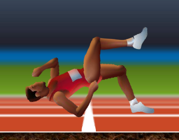 From QWOP: a runner falling over backwards