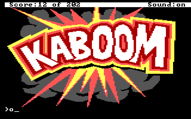 A large cartoon explosion that reads "KABOOM"